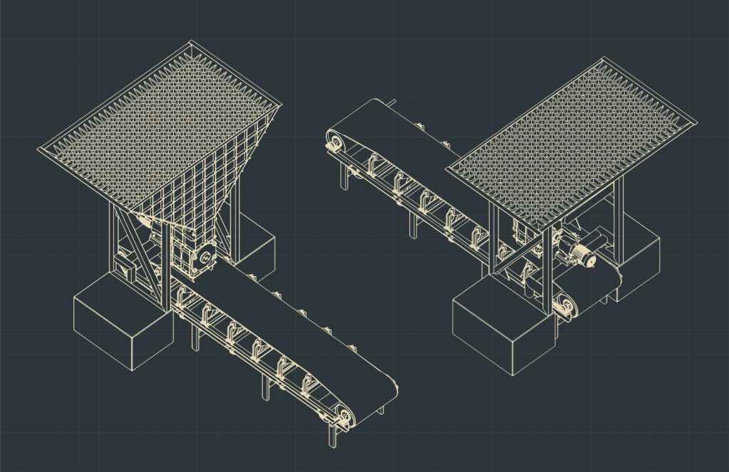 Rotary feeder isometric blueprints